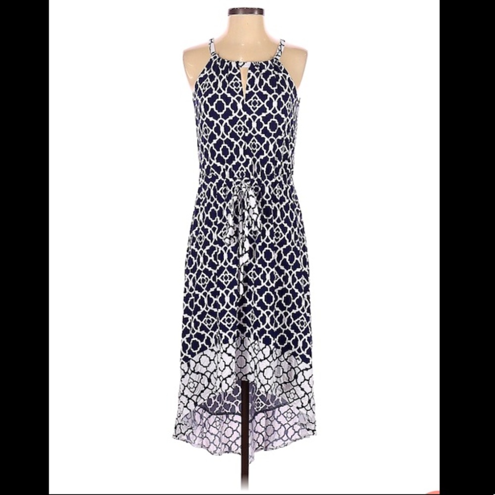 New York and Company high low black and white pattern dress, S